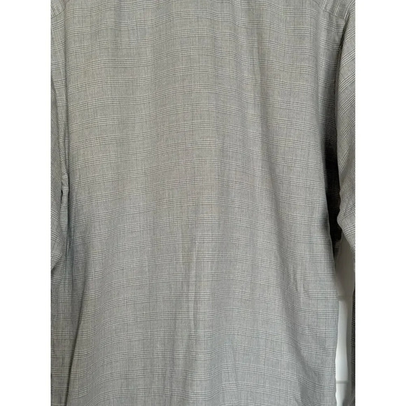 Thomas Dean Mens Pima Cotton Gray Plaid Flip Cuffs Casual Shirt L - Picture 5 of 8